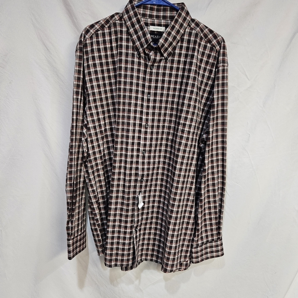 Jos A Bank Shirt Mens XL Red Black Plaid Tailored Fit Button Down JO44276